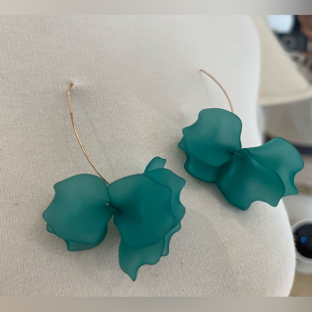 New Teal Floral Earrings acrylic beach